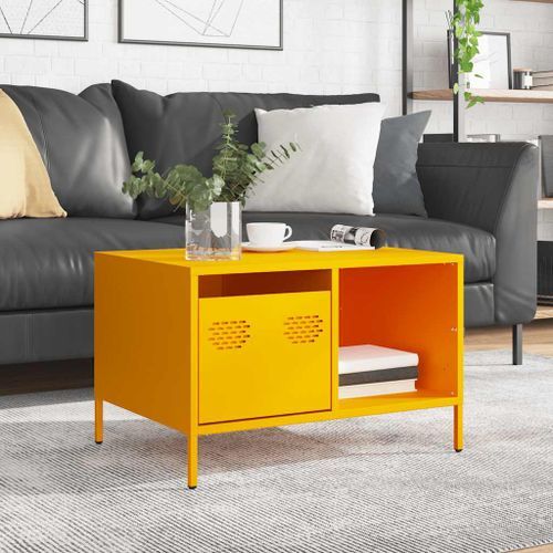 Table basse jaune moutarde 68,5x50x43,5 cm acier laminé à froid - Photo n°3; ?>