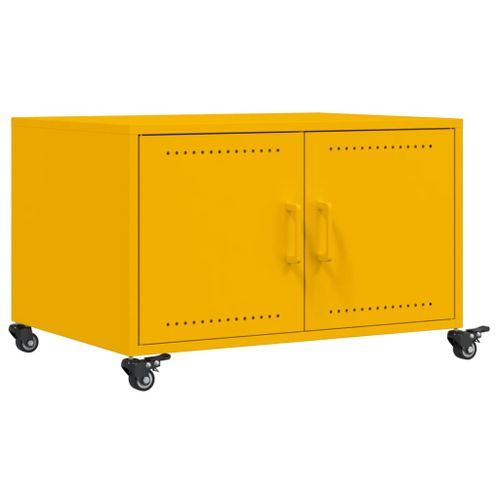 Table basse jaune moutarde 68x50x43,5 cm acier laminé à froid - Photo n°2; ?>