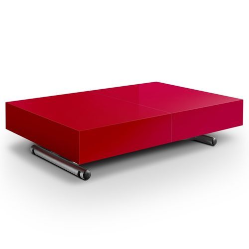 Table basse laquée rouge relevable Casy - Photo n°2; ?>