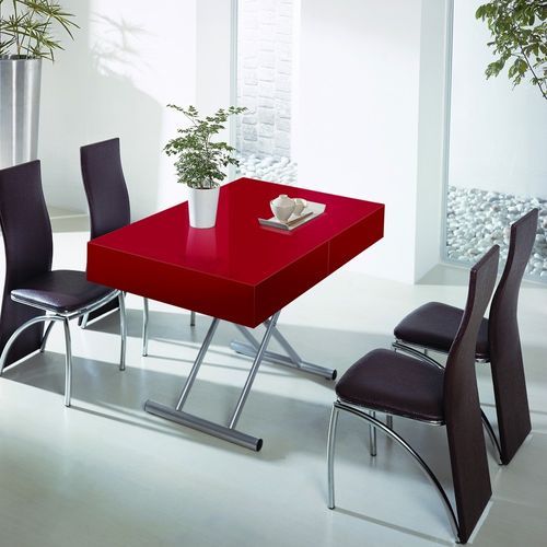 Table basse laquée rouge relevable Casy - Photo n°3; ?>
