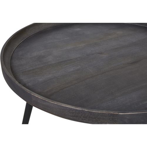 Table basse manguier massif et pieds métal noir Limba D 85 cm - Photo n°3; ?>