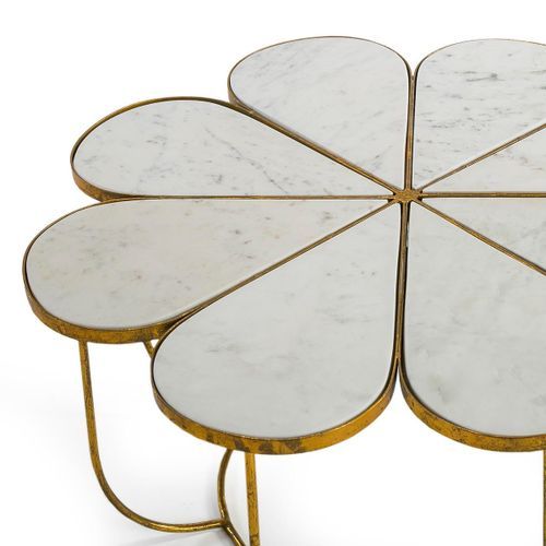 Table basse marbre blanc et métal doré Hugos - Photo n°2; ?>