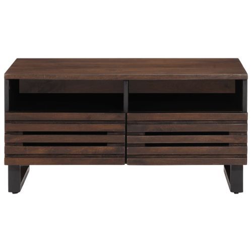 Table basse marron 80x55x40 cm bois de massif manguier - Photo n°2; ?>