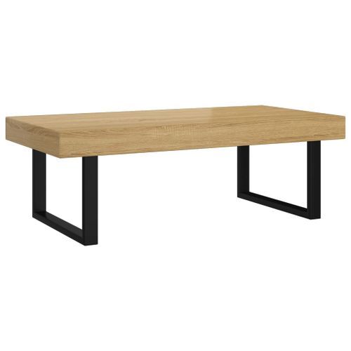 Table basse Marron clair et noir 120x60x40 cm MDF et fer - Photo n°2; ?>