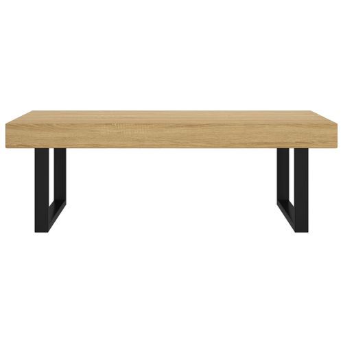 Table basse Marron clair et noir 120x60x40 cm MDF et fer - Photo n°3; ?>