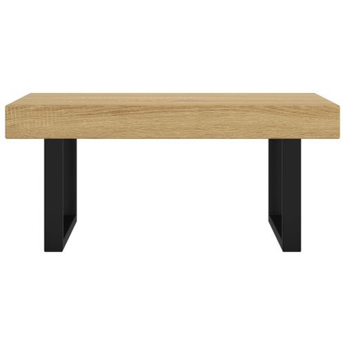 Table basse Marron clair et noir 90x45x40 cm MDF et fer - Photo n°3; ?>