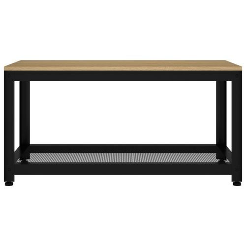 Table basse Marron clair et noir 90x45x45 cm MDF et fer - Photo n°3; ?>