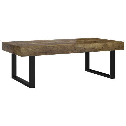 Table basse Marron foncé et noir 120x60x40 cm MDF et fer - Photo n°2; ?>