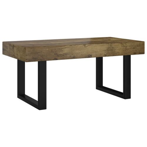 Table basse Marron foncé et noir 90x45x40 cm MDF et fer - Photo n°2; ?>