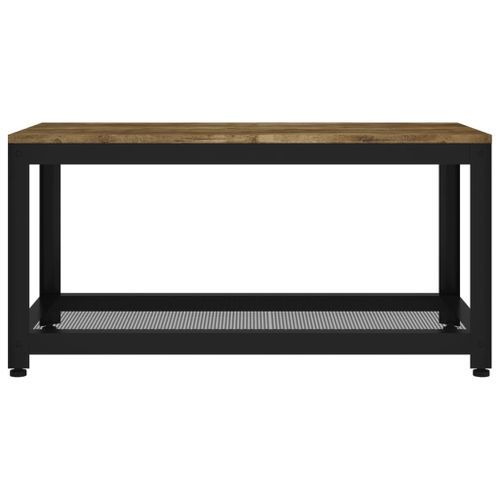 Table basse Marron foncé et noir 90x45x45 cm MDF et fer - Photo n°3; ?>