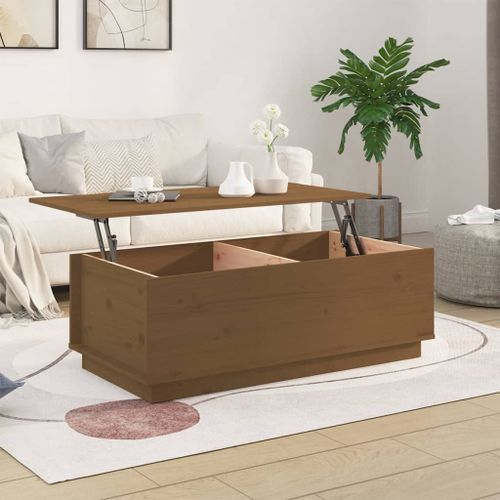 Table basse Marron miel 100x50x35 cm Bois massif de pin - Photo n°3; ?>