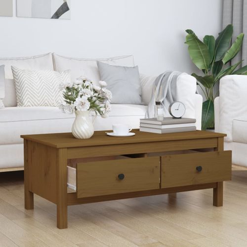 Table basse Marron miel 100x50x40 cm Bois massif de pin - Photo n°3; ?>