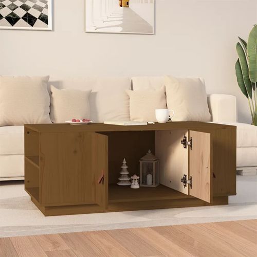 Table basse Marron miel 100x50x41 cm Bois massif de pin - Photo n°3; ?>