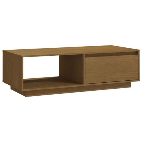 Table basse Marron miel 110x50x33,5 cm Bois de pin massif - Photo n°3; ?>