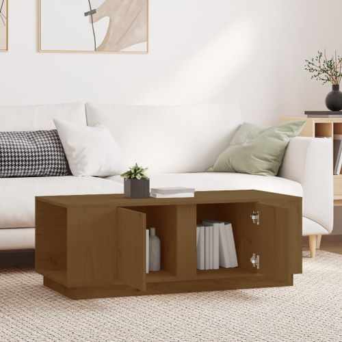 Table basse Marron miel 110x50x40 cm Bois massif de pin - Photo n°3; ?>