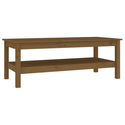 Table basse Marron miel 110x50x40 cm Bois massif de pin - Photo n°2; ?>