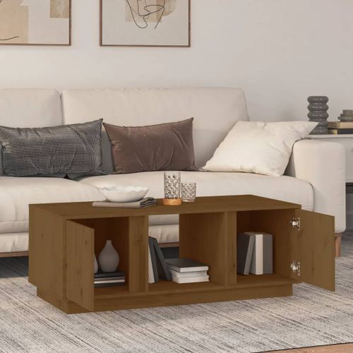 Table basse Marron miel 110x50x40 cm Bois massif de pin - Photo n°3; ?>