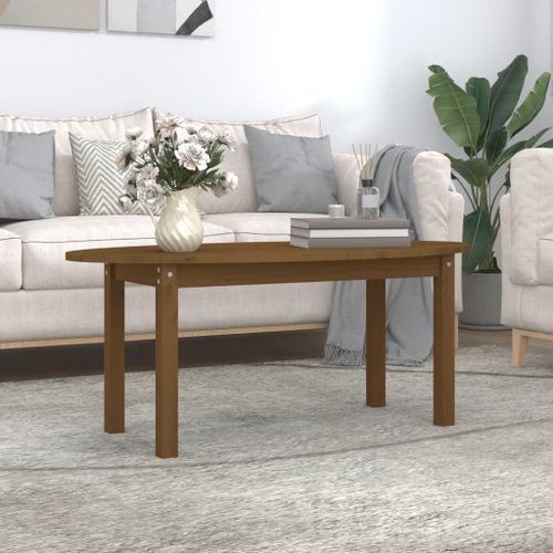 Table basse Marron miel 110x55x45 cm Bois massif de pin - Photo n°2; ?>