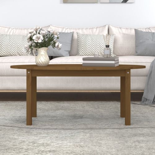 Table basse Marron miel 110x55x45 cm Bois massif de pin - Photo n°3; ?>