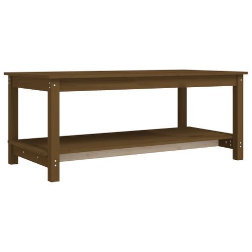 Table basse Marron miel 110x55x45 cm Bois massif de pin - Photo n°2; ?>