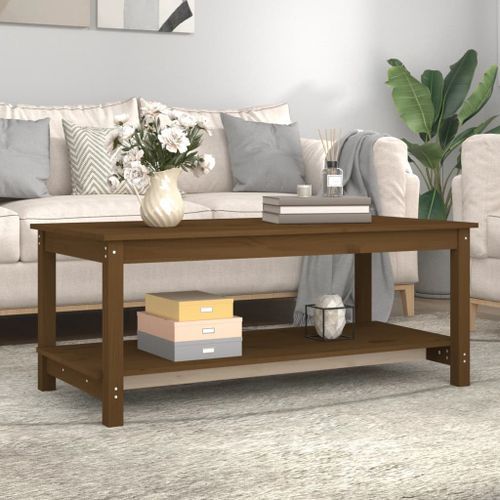 Table basse Marron miel 110x55x45 cm Bois massif de pin - Photo n°3; ?>