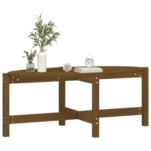 Table basse Marron miel 118x63x45 cm Bois massif de pin - Photo n°3; ?>