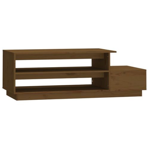 Table basse Marron miel 120x50x40,5 cm Bois massif de pin - Photo n°2; ?>