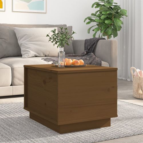 Table basse Marron miel 40x50x35 cm Bois massif de pin - Photo n°2; ?>