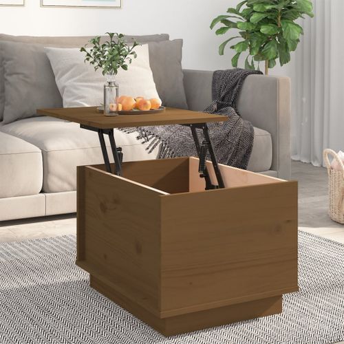 Table basse Marron miel 40x50x35 cm Bois massif de pin - Photo n°3; ?>