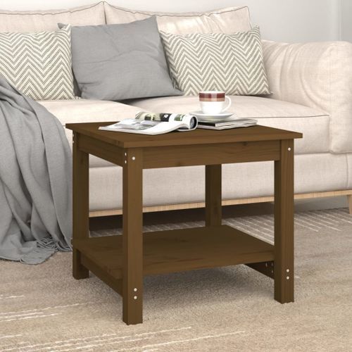 Table basse Marron miel 50x50x45 cm Bois massif de pin - Photo n°3; ?>