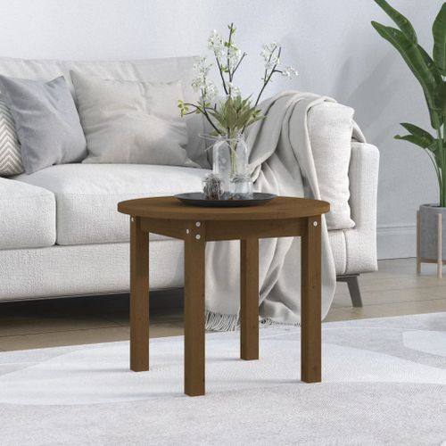 Table basse Marron miel Ø 55x45 cm Bois massif de pin - Photo n°2; ?>