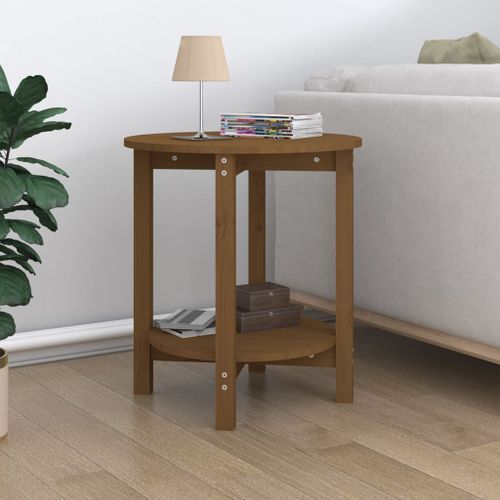 Table basse Marron miel Ø 55x60 cm Bois massif de pin - Photo n°2; ?>