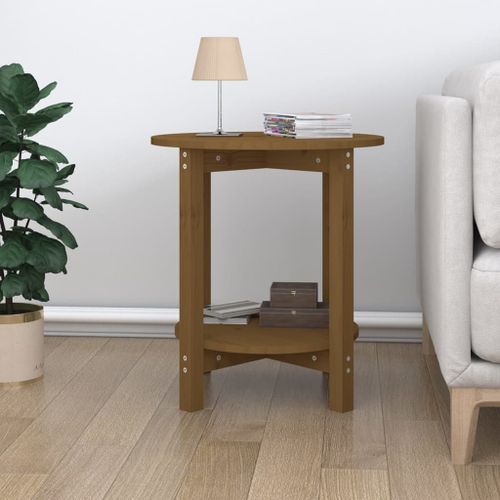 Table basse Marron miel Ø 55x60 cm Bois massif de pin - Photo n°3; ?>