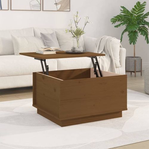 Table basse Marron miel 60x50x35 cm Bois massif de pin - Photo n°3; ?>