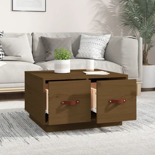 Table basse Marron miel 60x53x35 cm Bois massif de pin - Photo n°3; ?>