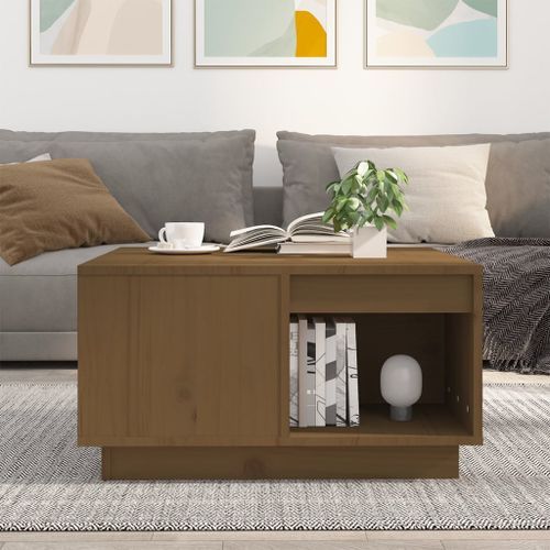 Table basse Marron miel 60x61x32,5 cm Bois massif de pin - Photo n°3; ?>