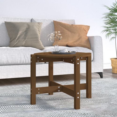 Table basse Marron miel Ø 62,5x45 cm Bois massif de pin - Photo n°2; ?>