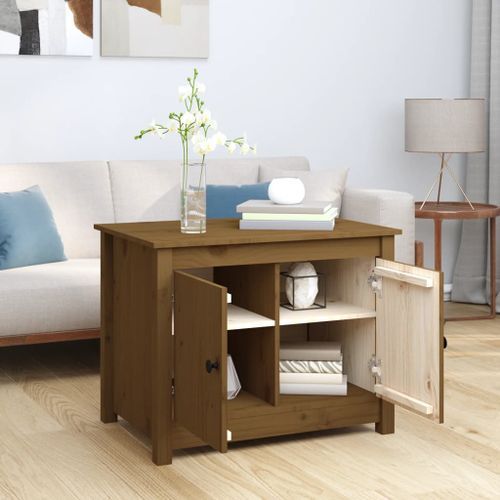 Table basse Marron miel 71x49x55 cm Bois massif de pin - Photo n°3; ?>