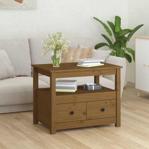 Table basse Marron miel 71x49x55 cm Bois massif de pin - Photo n°3; ?>