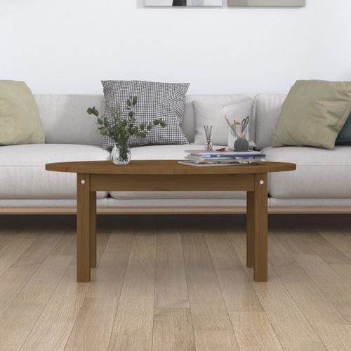 Table basse Marron miel 80x40x35 cm Bois massif de pin - Photo n°3; ?>