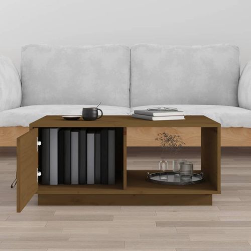 Table basse Marron miel 80x50x35,5 cm Bois massif de pin - Photo n°3; ?>