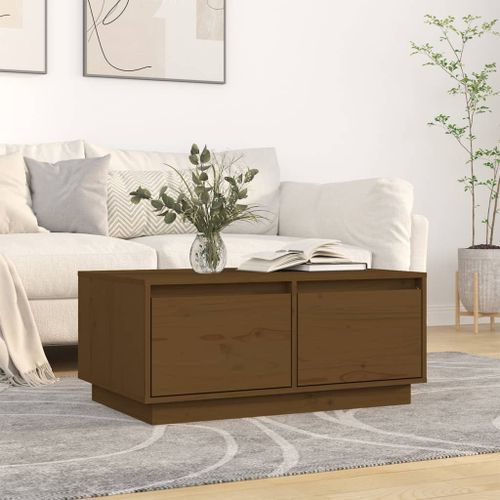 Table basse Marron miel 80x50x35 cm Bois massif de pin - Photo n°2; ?>