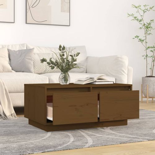 Table basse Marron miel 80x50x35 cm Bois massif de pin - Photo n°3; ?>