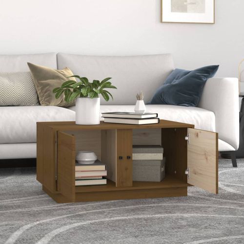 Table basse Marron miel 80x50x40 cm Bois massif de pin - Photo n°3; ?>