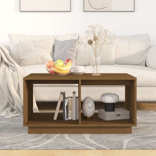 Table basse Marron miel 80x50x40 cm Bois massif de pin - Photo n°3; ?>