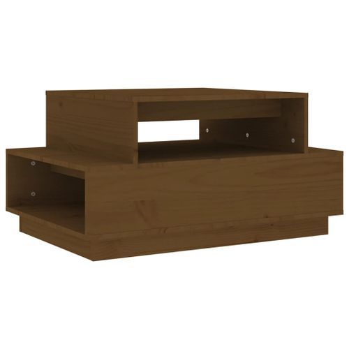 Table basse Marron miel 80x55x40,5 cm Bois massif de pin - Photo n°2; ?>