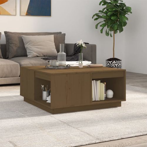 Table basse Marron miel 80x81x36,5 cm Bois massif de pin - Photo n°2; ?>