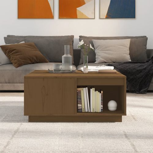 Table basse Marron miel 80x81x36,5 cm Bois massif de pin - Photo n°3; ?>