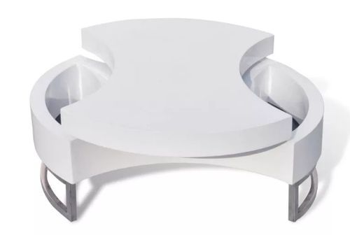 Table basse modulable bois blanc brillant et métal chromé Snook - Photo n°3; ?>