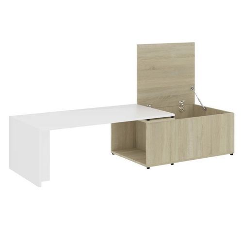 Table basse modulable bois blanc et chêne clair Etif - Photo n°3; ?>